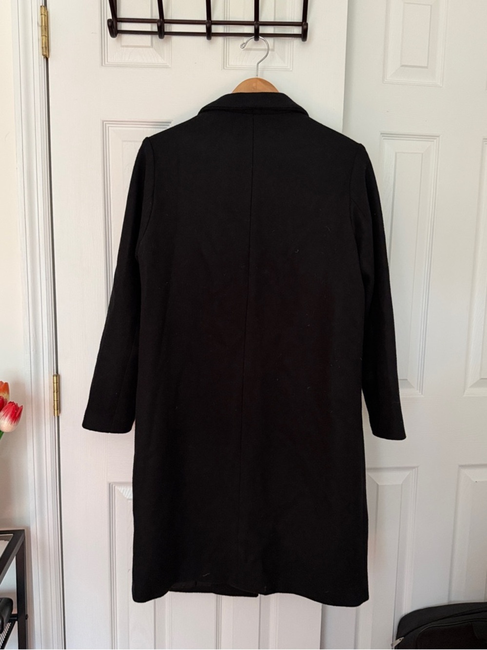 Old Navy Black Wool-Blend Oversized Overcoat | Women's Size M - Picture 4 of 8